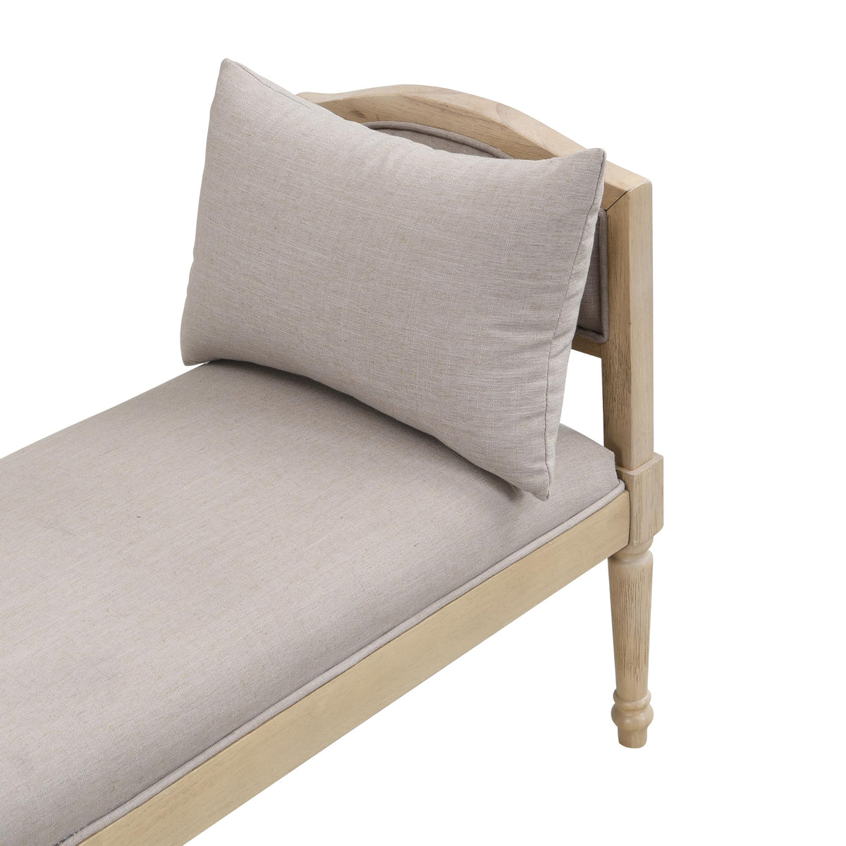 Christopher Knight Home Upholstered Bench with Turned Wood Legs and Side Cushions, Farmhouse Accent Bench, Solid Wood Frame Entryway End of Bed Bench, Greige Cushion and Finish