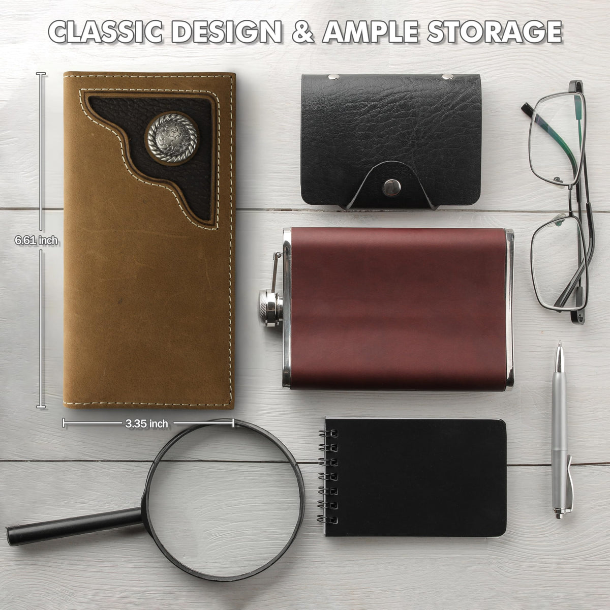 Wrangler Genuine Leather Bifold Wallet for Men - Long Wallets | Western Rodeo Wallets for Men with Extra Capacity & Gift Ready