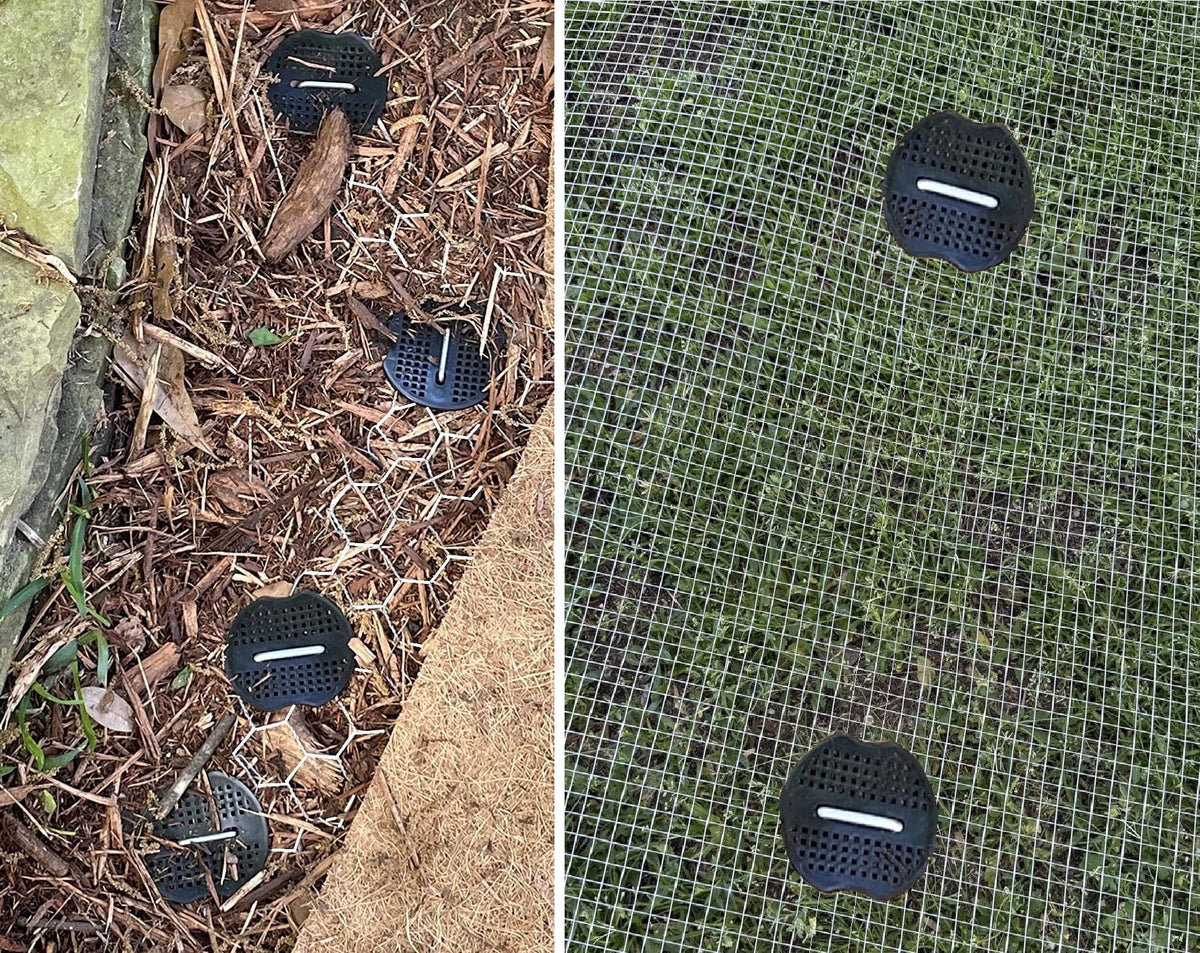 4 Inch 100 PCS Galvanized Landscape Staples with 100 PCS Gaskets, Landscape Fabric Pins Stakes Lawn Ground Cover Graden Staples Spikes Weed Barrier Stakes