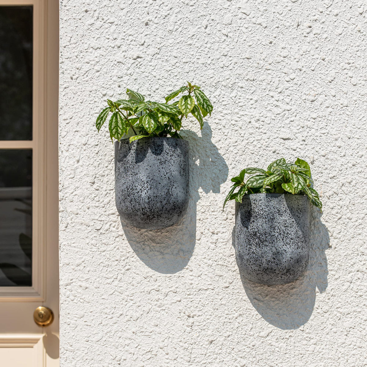 LA JOLIE MUSE Wall Hanging Planters for Indoor Plants，Hanging Flower Pots for Air Plants Succulent, Set of 2, 5.7L*4.1W*7H, Rock Gray
