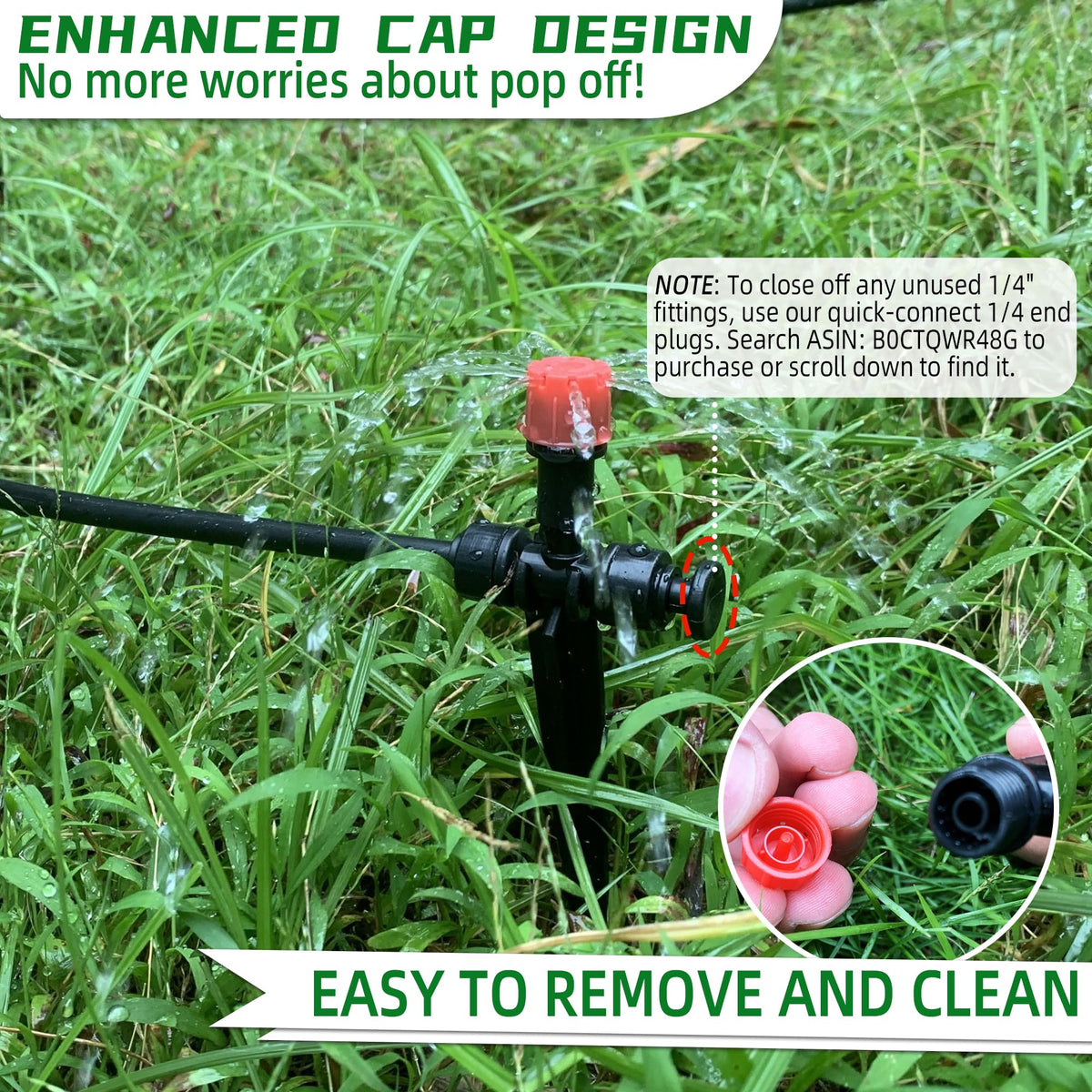 10PCS Push-to-Connect Drip Irrigation Emitters for 1/4 inch Irrigation Tubing, Two-Way Connection Adjustable Drip Emitter Sprayer with Stake, Irrigation Dripper Sprinklers for Drip Irrigation System
