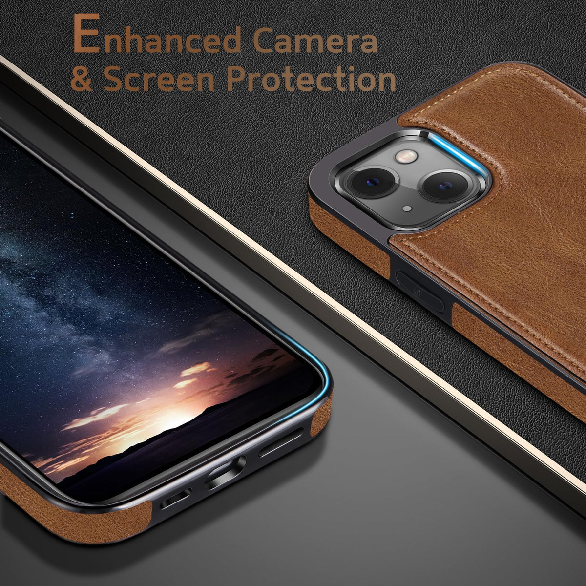 LOHASIC Compatible with iPhone 15 Case, Luxury Elegant Leather Business Classic Soft Grip Back Cover Full Body Protective Shockproof Back Cover Phone Cases for iPhone 15 6.1 inch - Brown