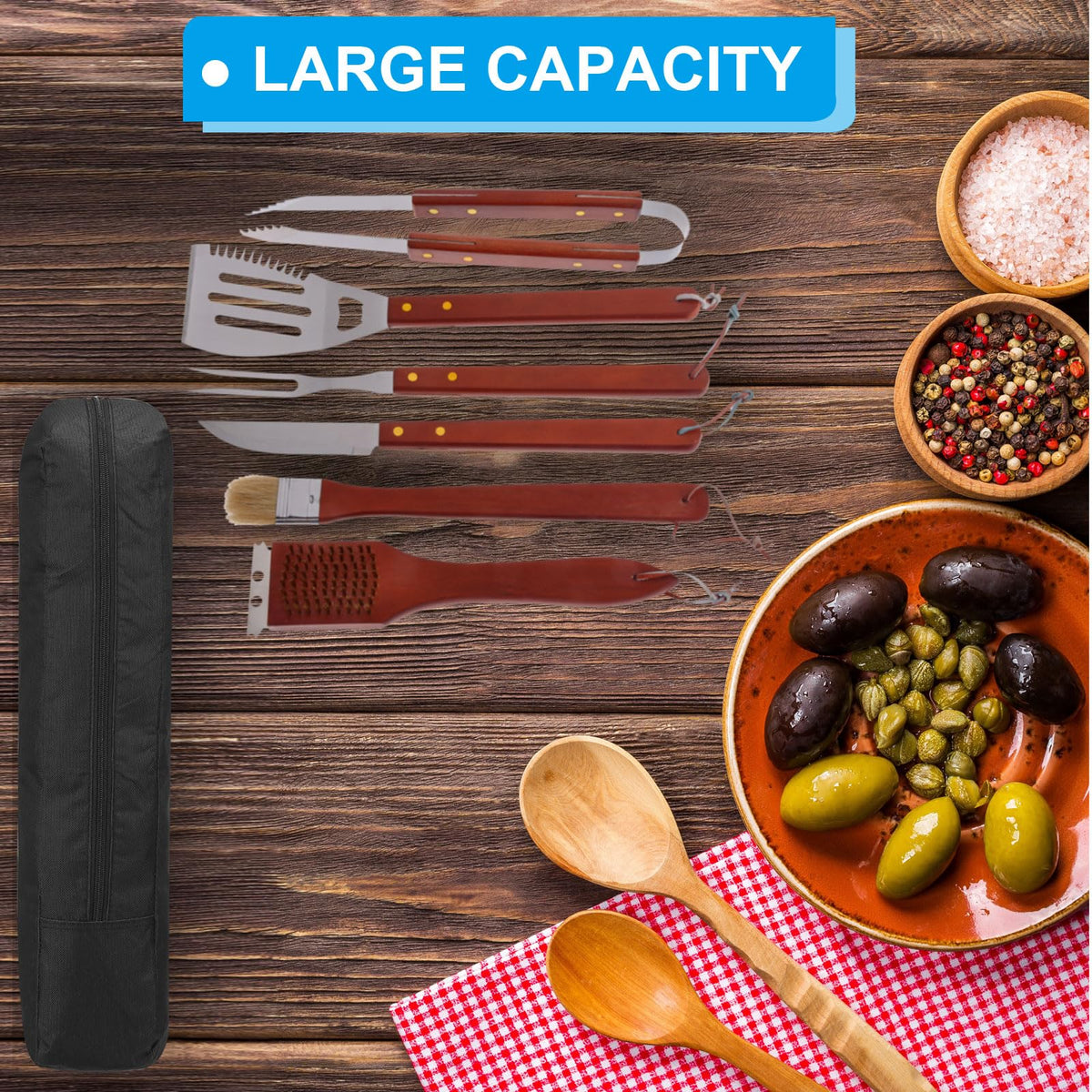 PATIKIL 19x4x4 Inch Grill Storage Tool Bag, Grilling Tools BBQ Bag for Grill Utensil Storage 600D Oxford Foldable Tripod Carry Bag with Adjustable Shoulder Strap for Outdoor Camping