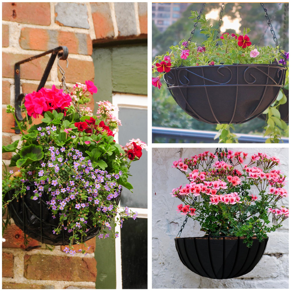 Sumloty 4 Pack 16 Inch Fabric Planter Basket Liner- Felt Flower Pot Liners Replacement Coco Fiber Liner for Hanging Basket Flowers Round Hanging Basket Liners Prevent Birds from Nesting