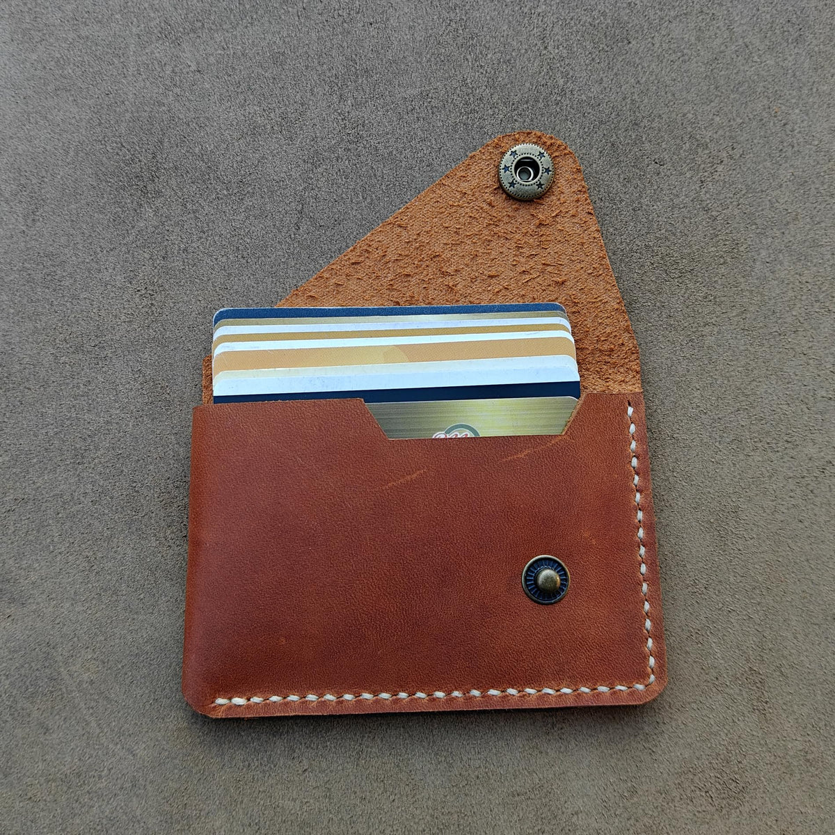 Handmade Leather Business Card Holder, Credit Card Wallet for Men and Women (Brown)
