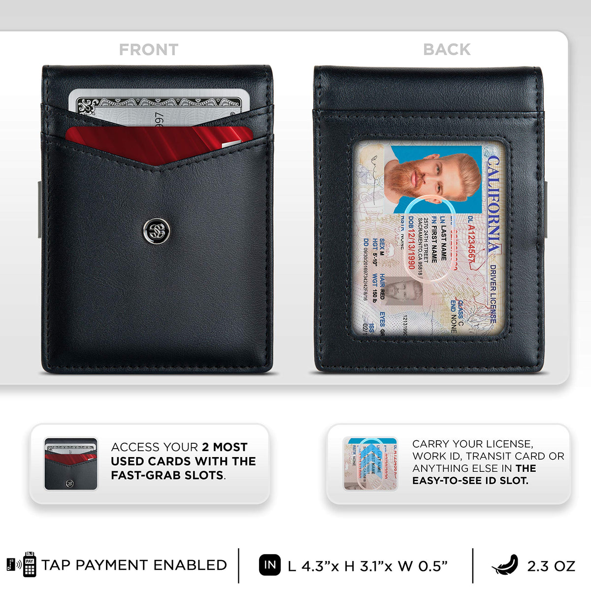 Suavell Slim Wallets for Men. Minimalist Bifold Wallet With Money Clip & ID Window. RFID Blocking Credit Card Holder Front Pocket Wallet, Gifts For Men - Husband Father On Birthday Anniversary.