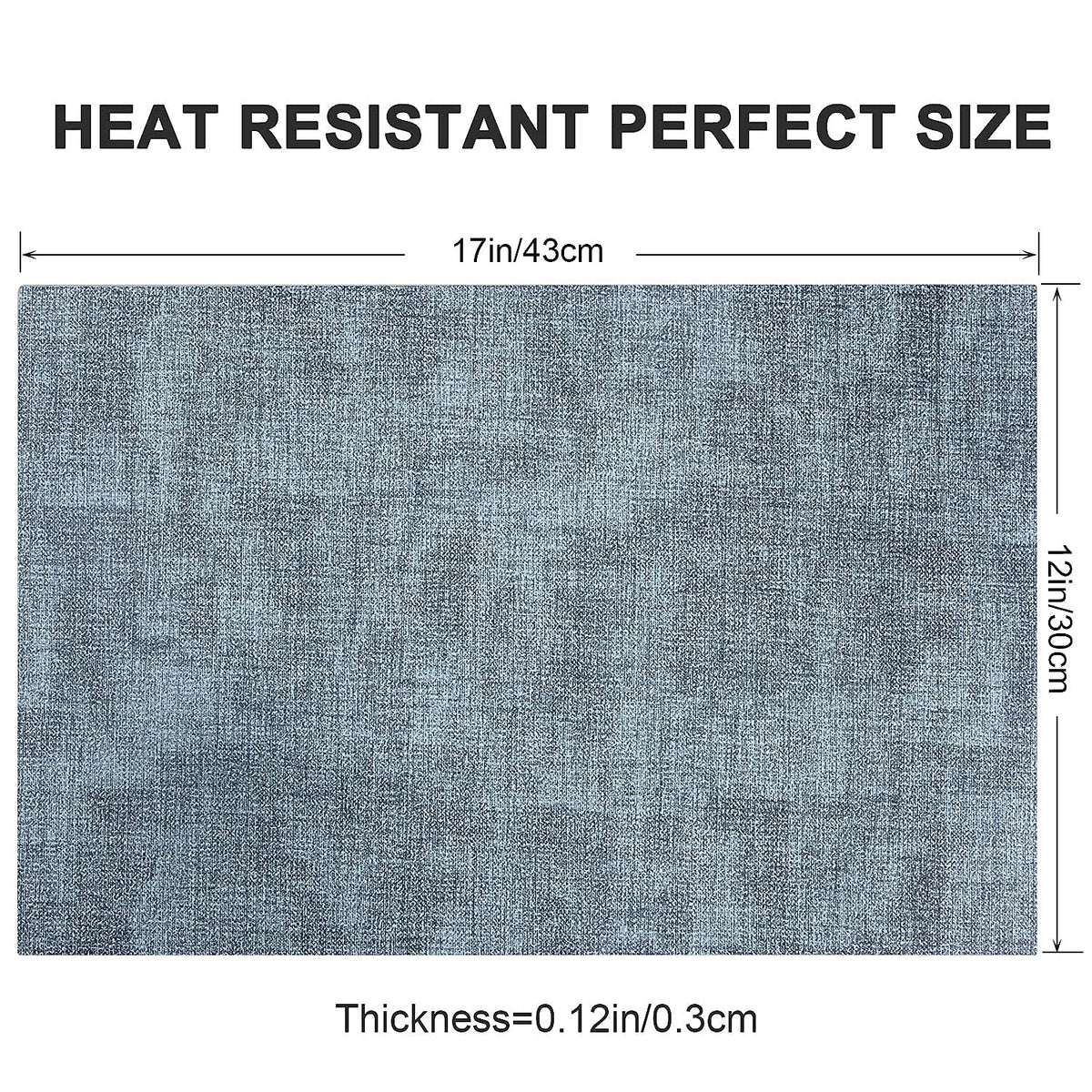 LANDVIEW Leather Heat Resistant Placemats Set of 6 Waterproof Wipeable Washable PU Table Mats,Easy to Clean Anti-Slip (6, Blue)