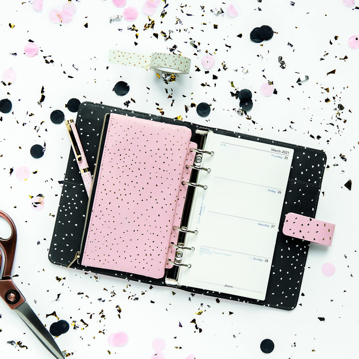 Filofax Accessory, A5/Personal Size Compatible, Zipper Pouch, 6.7" x 4.02", Confetti Collection (B132709)
