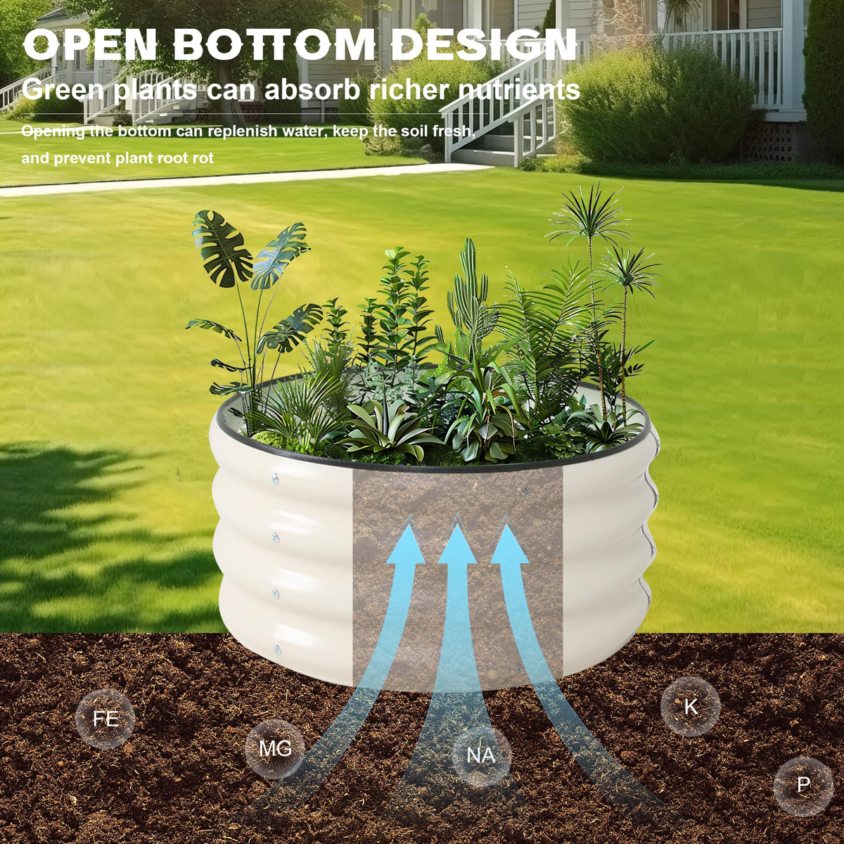 ToBoom Galvanized Raised Garden Bed Kit Outdoor Metal Garden Planter Box for Backyard Gardening, Planting Vegetables, and Patio (Dia23.6"x11.8")