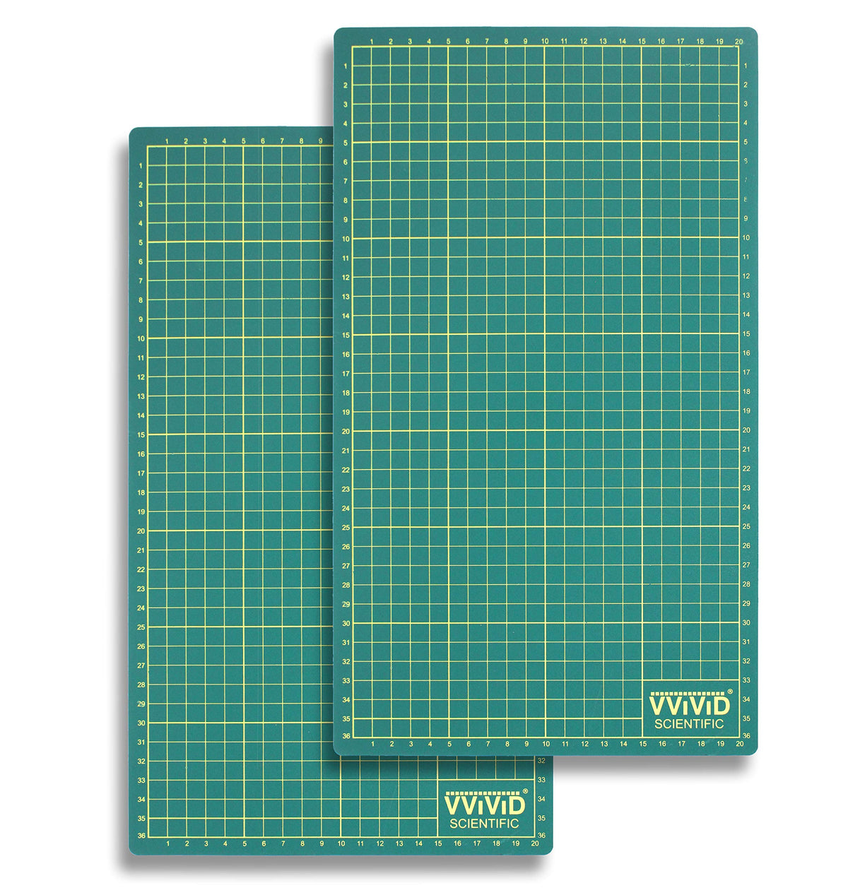 VViViD Green Self-Healing 14 Inches x 8.25 Inches Gridded & Ruled Cutting Mat 2-Pack For Arts, Crafts & Drafting