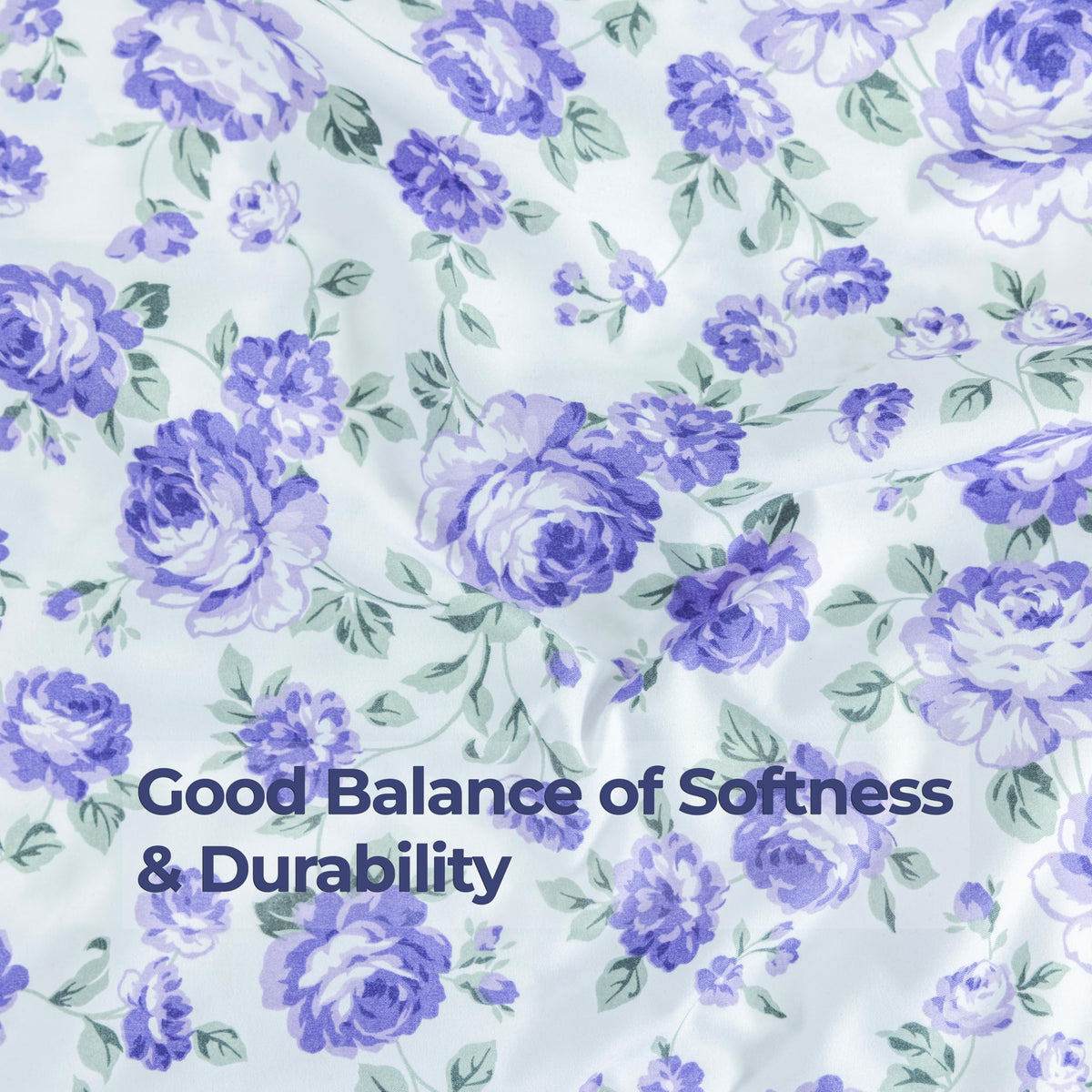 Dreamology Queen Sheet Set,4 Pieces Microfiber Sheet, Printed Sheet Set with Solid Cuffed Detail, Includes 1 Flat Sheet,1 Deep Pocket Fitted Sheet and 2 Pillowcases, Queen Bed Sheets (Purple Blossom)