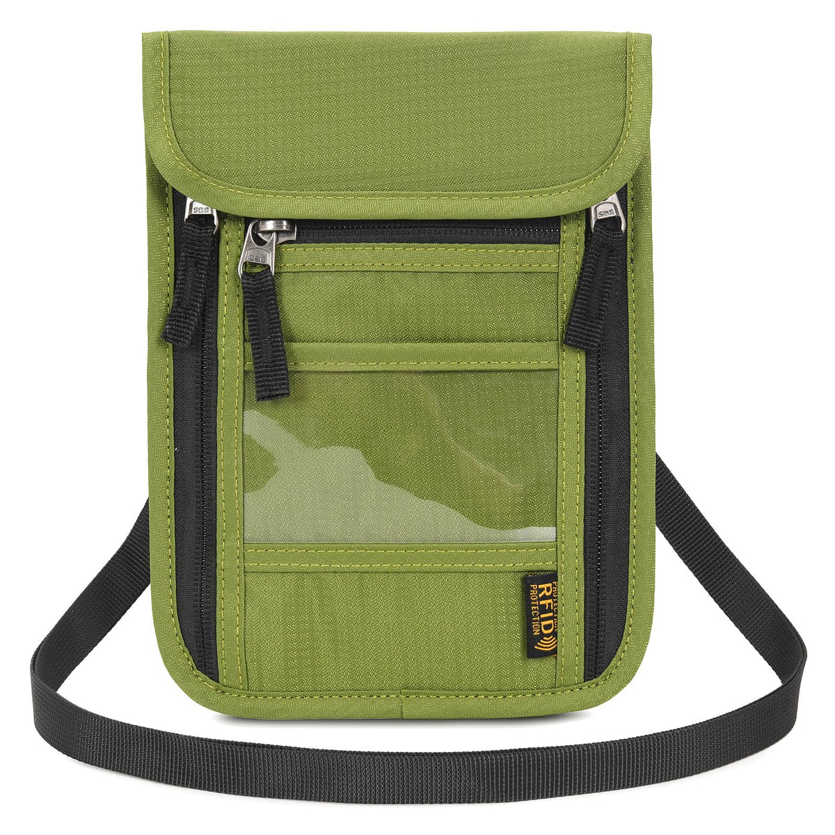 Neck Wallet Lightweight RFID Blocking Waterproof Travel Pouch Passport Wallets for Women Men （B-Green）