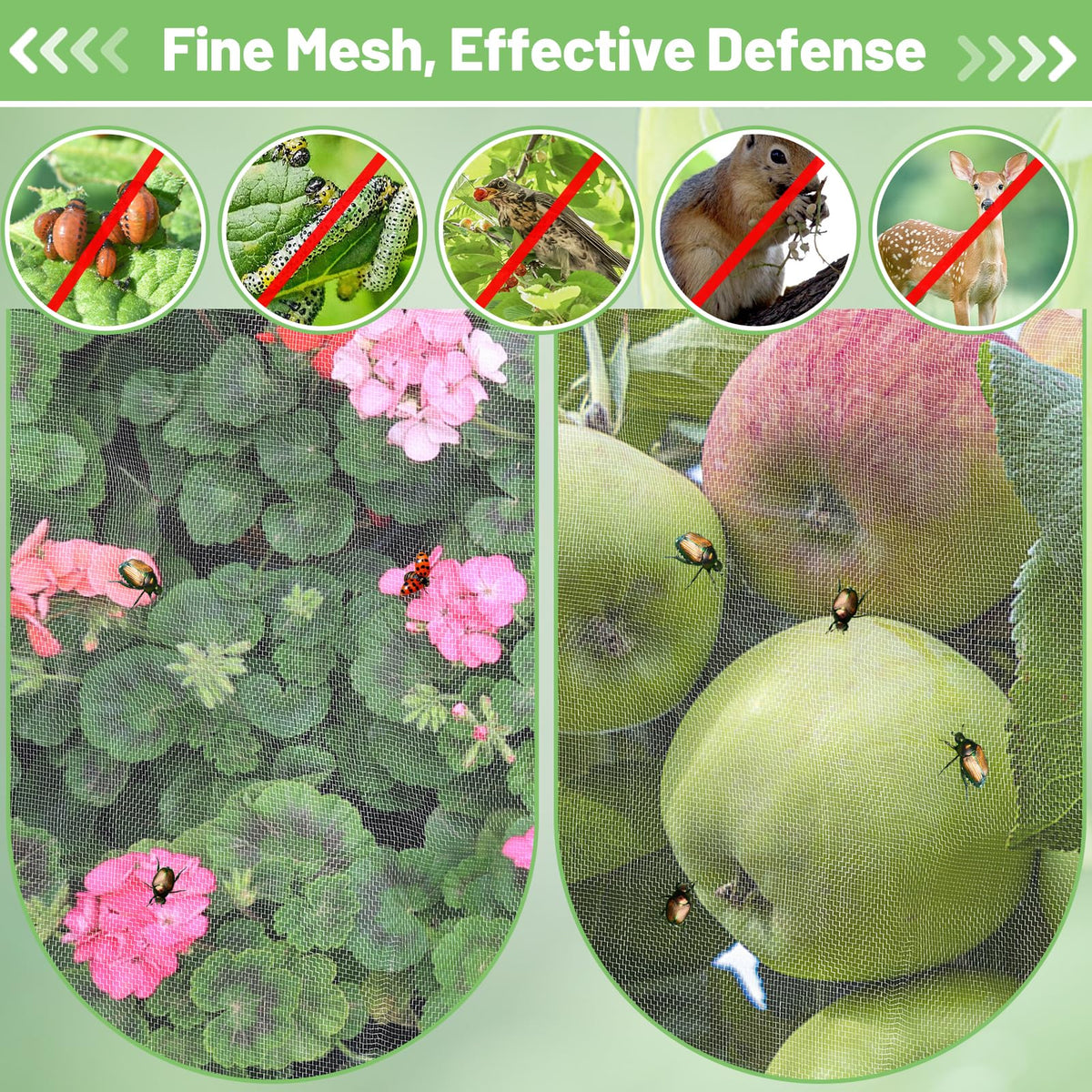 4x10ft Garden Netting - Ultra Fine Mesh Plant Covers to Keep Small Animals Pest Out, Bird Barrier for Protecting Vegetables Fruits Flowers Raised Beds (Without Support Pole)