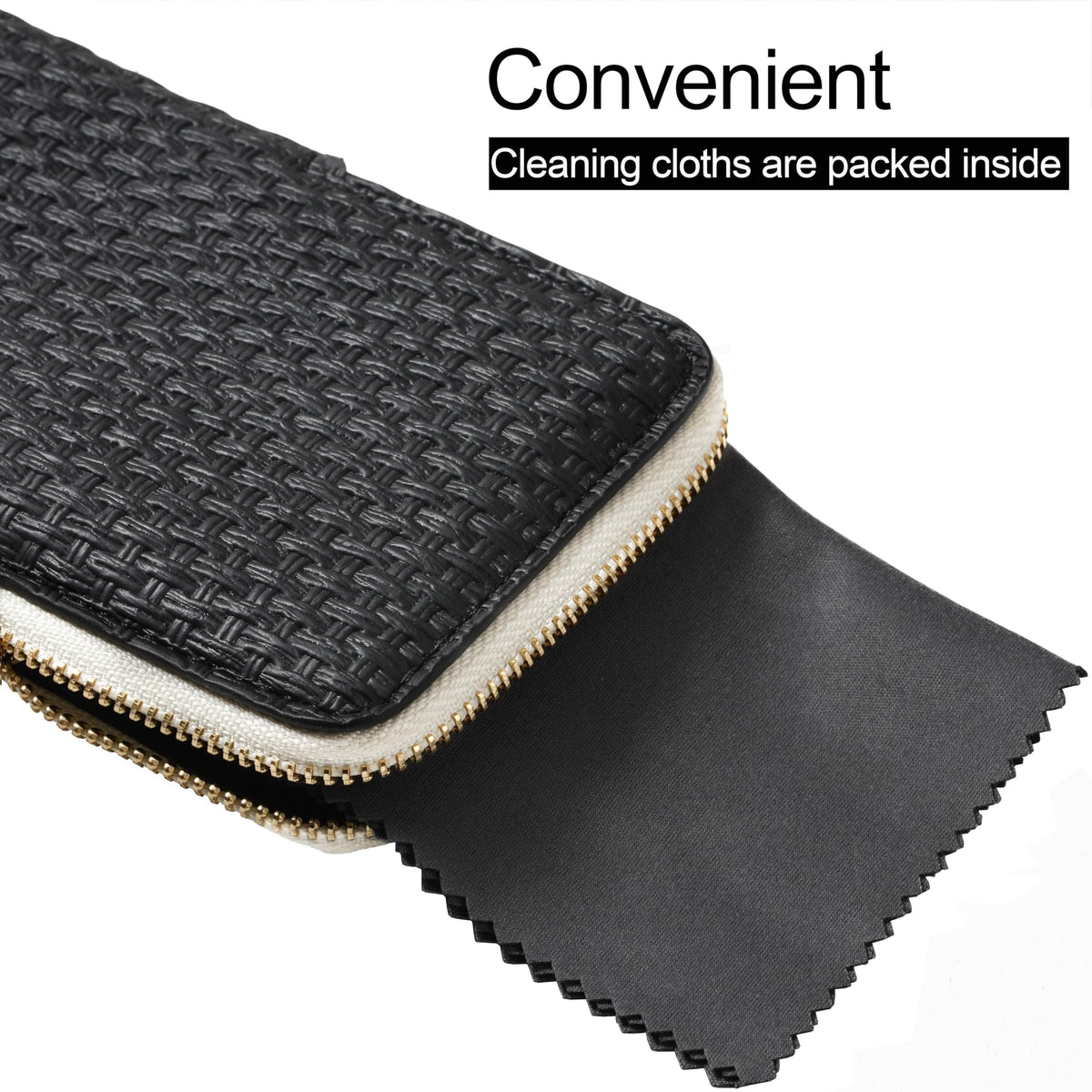 Cockatoo Portable Glasses Case, Drop-Resistant Eyewear Storage Pouch, Slim Soft Case for Sunglasses, with Cleaning Cloth (Black)