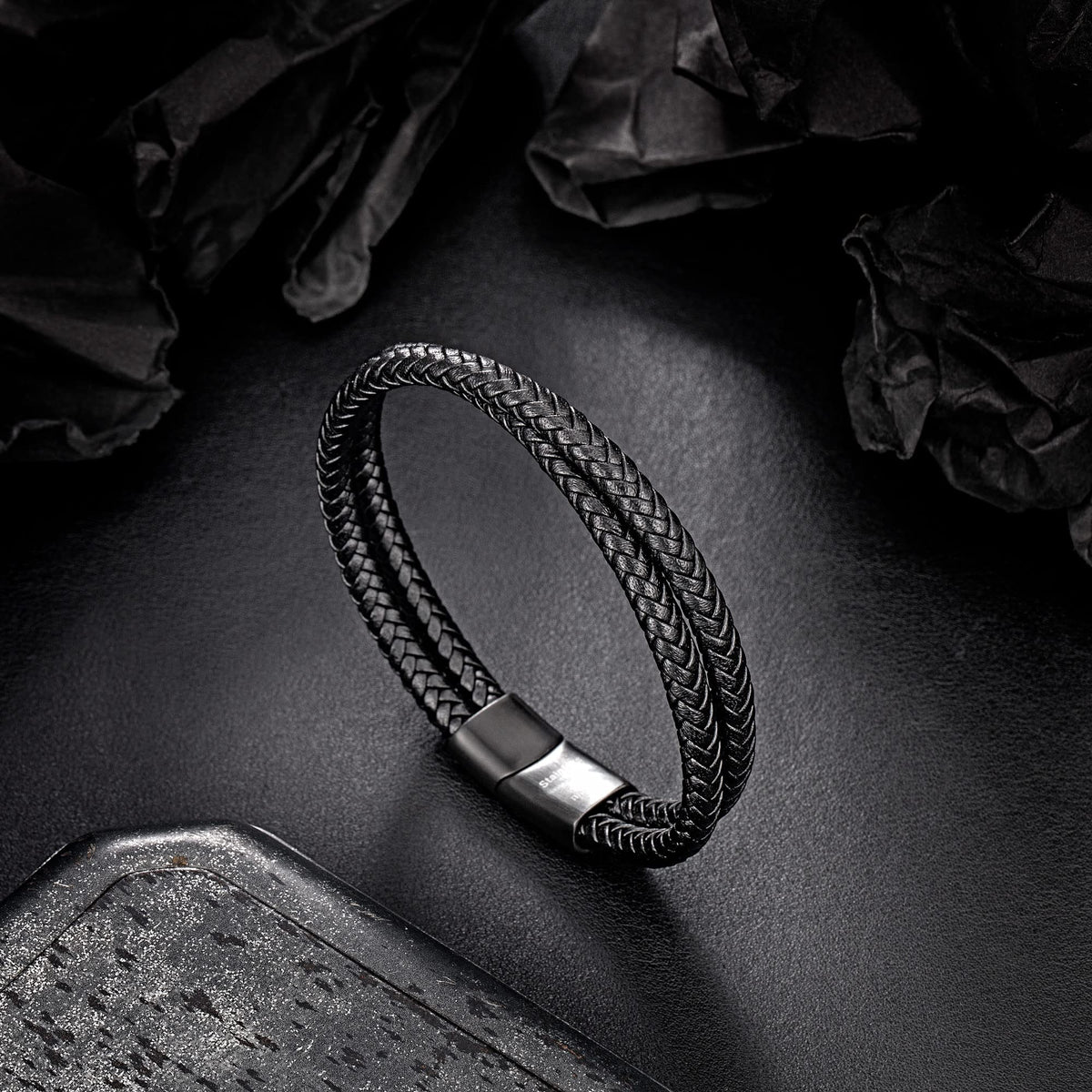 murtoo Mens Bracelet Leather Braided, Brown and Black Leather Bracelet for Men