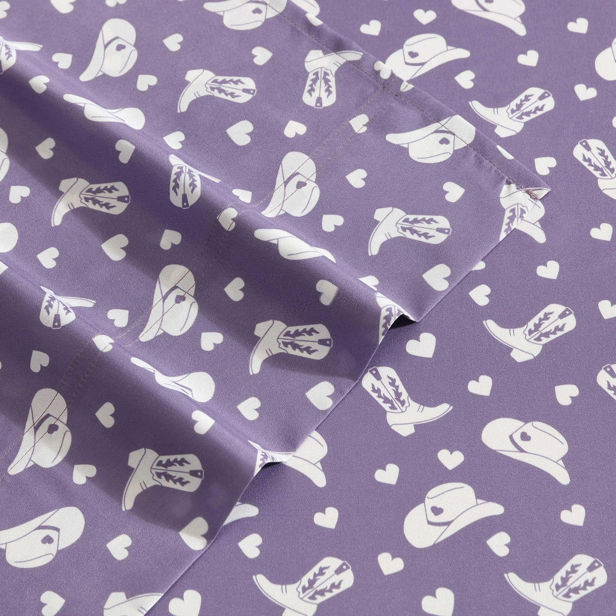 Betsey Johnson - Bed Sheets, 100% Silky Smooth Bedding with Matching Pillowcases, Stain & Wrinkle Resistant, Whimsical Inspired Home Essentials (Cowgirl Disco Purple, Queen)