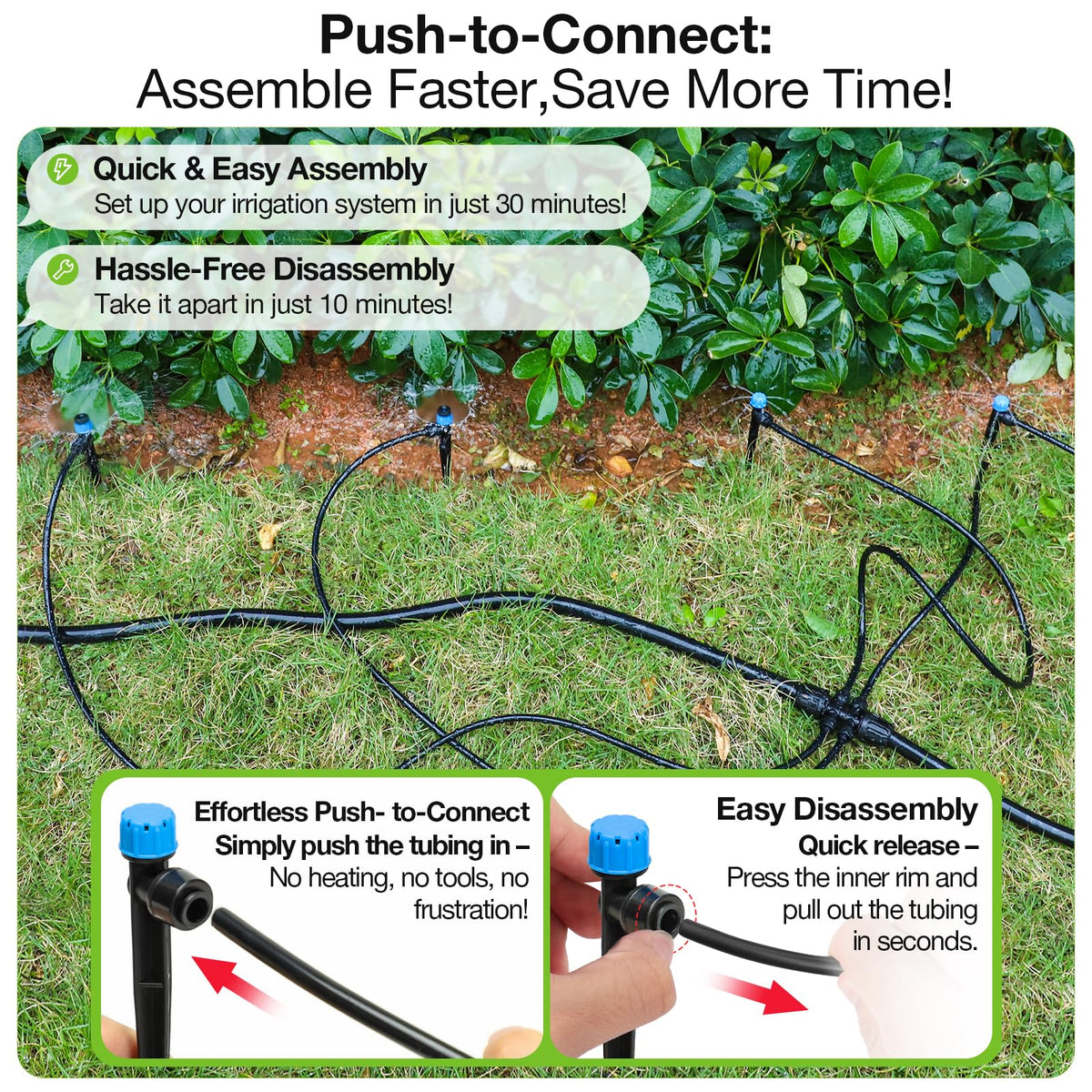 MIXC Quick Connector Drip Emitters for 1/4" Tubing, Adjustable Flow, 360° Fan-Shaped Sprayer (Drip Emitter Stream, 40 Packs)