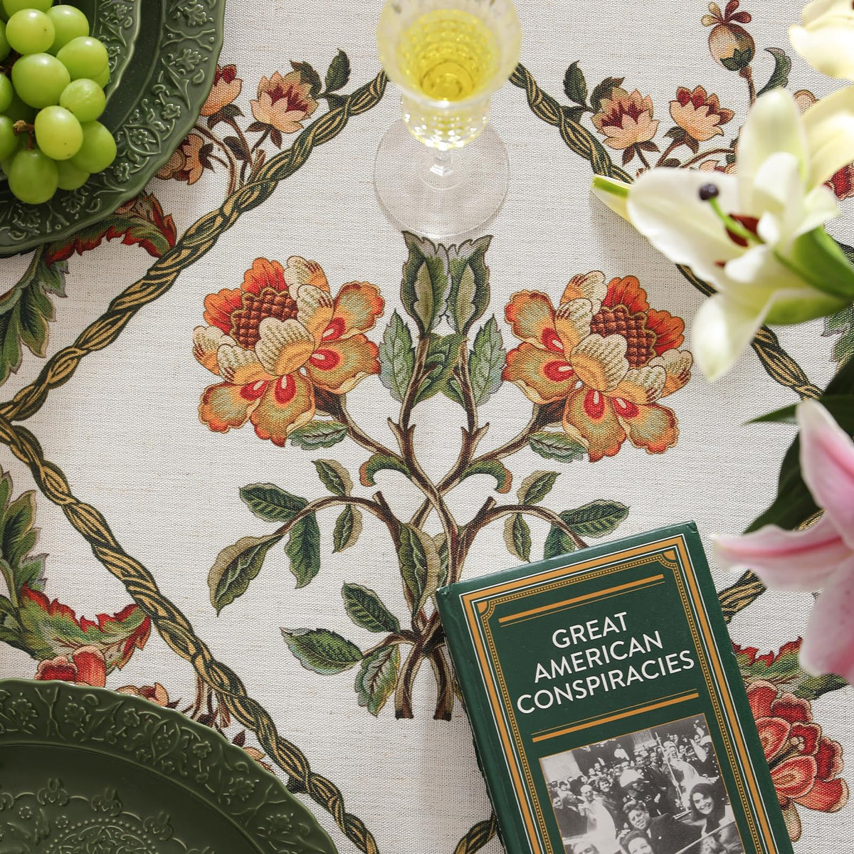 patdrea Vintage French Linen Tablecloth,Round,Diameter 55"-Santiago C
