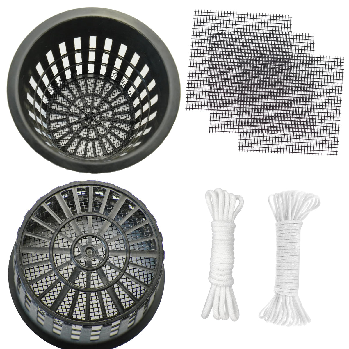 ORIMERC 30 Pack 3 inch Net Cup Pots with Self-Watering Wick Rope & Drainage Hole Mesh Screen