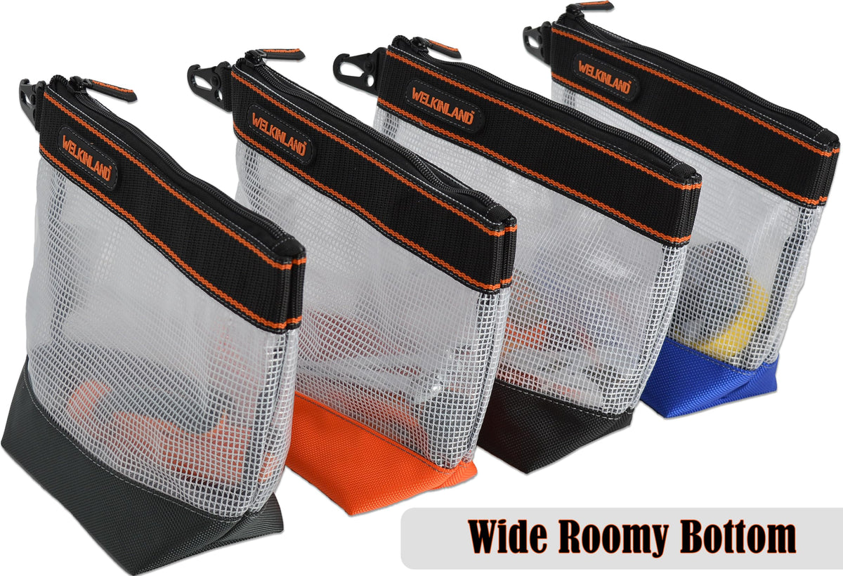 WELKINLAND 10-Inch Clear Tool Pouch Organizer - 4 Pcs Zipper Tool Bags