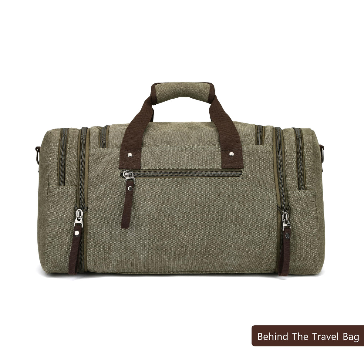 Travel bag large capacity men's luggage bag, expandable canvas leather 55 liters large capacity weekend hiking waterproof(green)