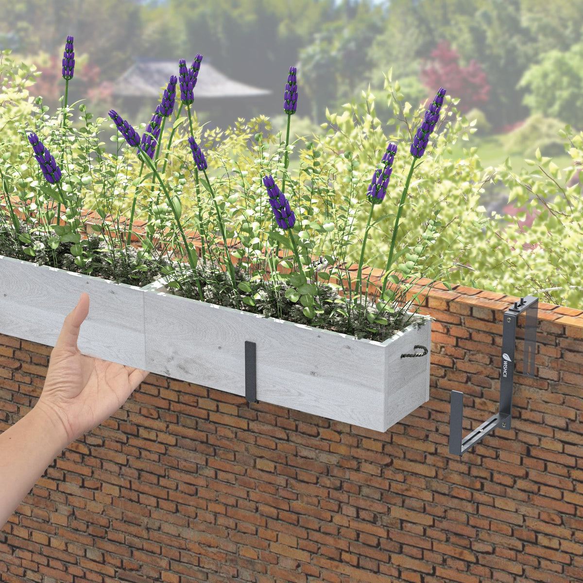 WISHCII Window Box Brackets, (5.9 to 11.8 Inches) Adjustable Planter Box Brackets, Heavy Duty Iron Flower Box Holder for Railings,- Perfect for Balconies, Fences, and Gardens (Classic Shape,4 Pack)