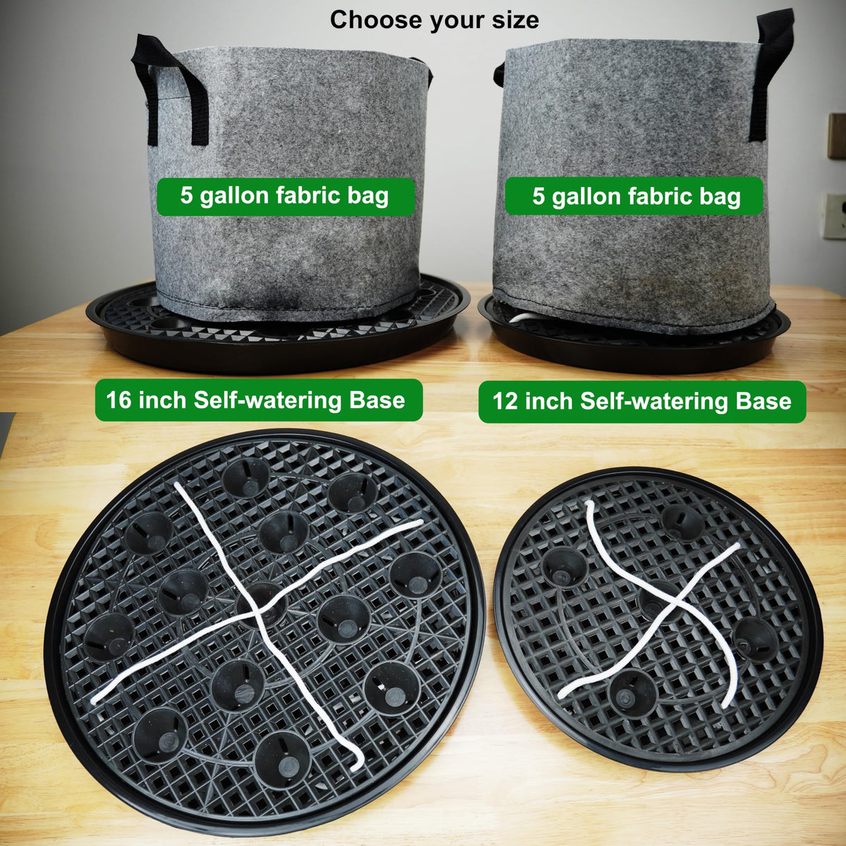 4 Pack 16 inch Self Watering Base for Fabric Grow Bag, Self-watering Plastic Elevated Plant Saucer Stand, Automatic Watering Tray for Non-woven Planter Flower Pot Growth Tent Greenhouse Indoor Outdoor