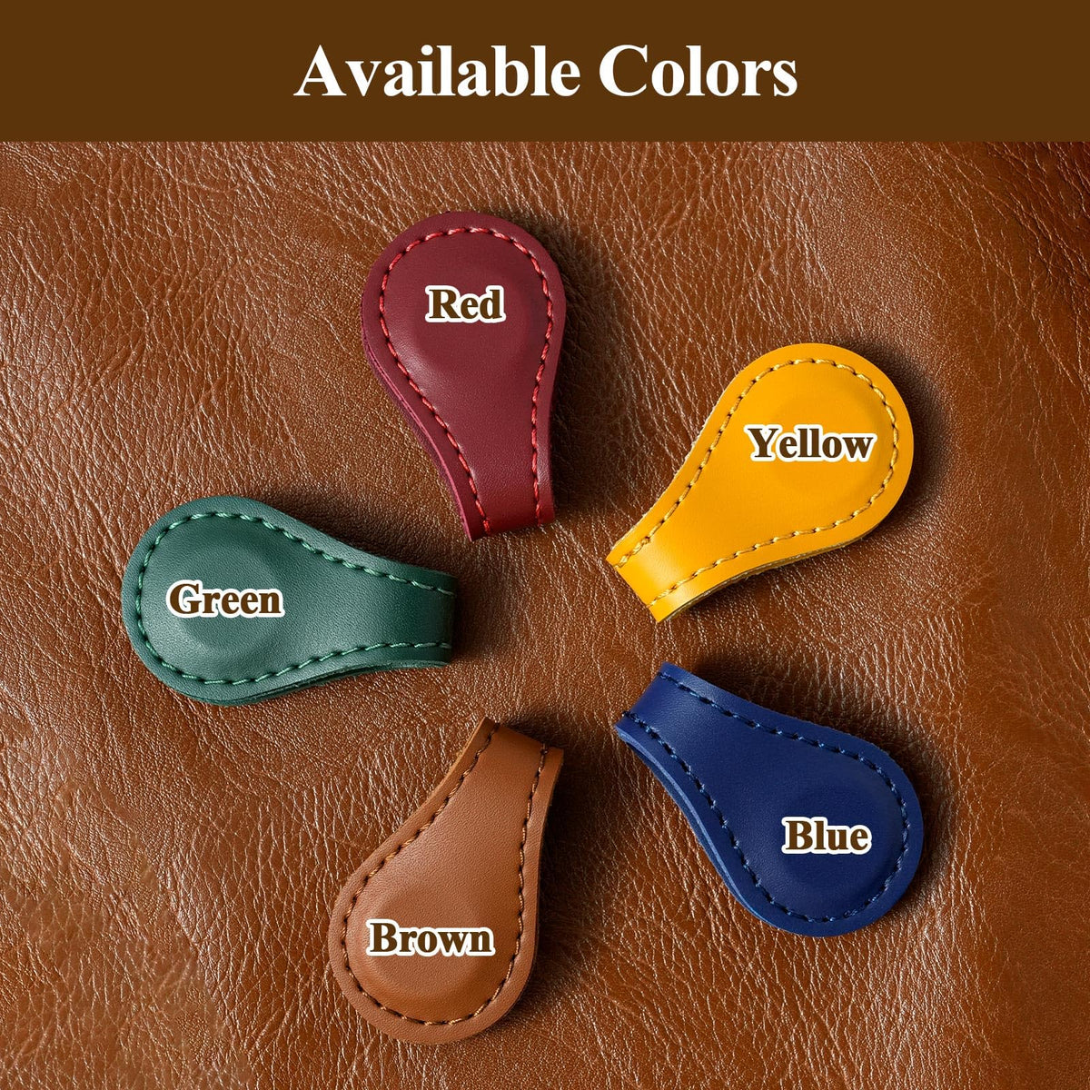 KIKIDWIS Personalized Leather Magnetic Bookmark with Pen Holder – Custom Initial Design for Readers（Brown-C）