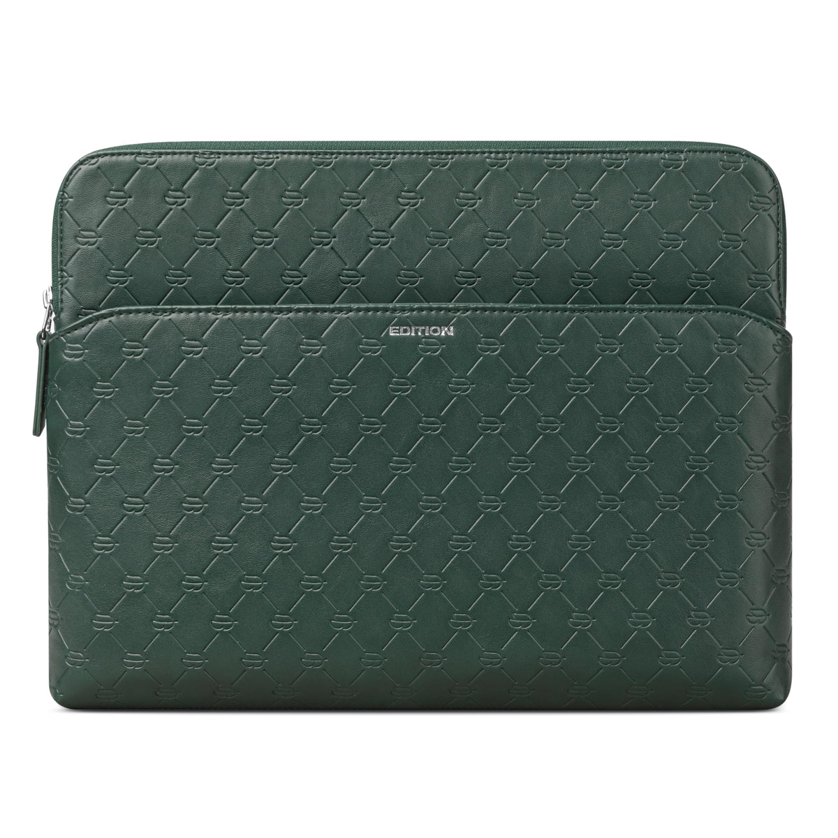 Comfyable x Edition Faux Leather Laptop Sleeve 13 14 Inch, Compatible with 13" MacBook Air M5 & 14" MacBook Pro M5 Pro/Max 2026, Mac Travel Case with a Front Zip Pocket for Men Women, Midnight Green