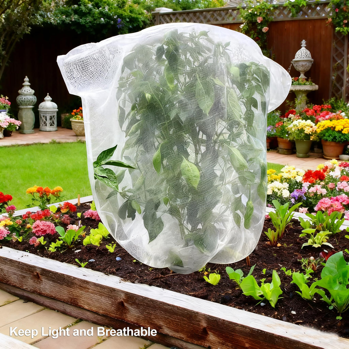 Garden Mesh Netting with Drawstring & Zipper,4PACK 2.3Ft x3.3 FT Mesh Netting Pest Barrier Protection Bird Mosquito Net Plants Cover for Patio Vegetable Plants Fruit Tree