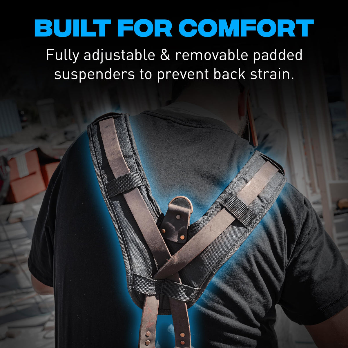 OX Pro Oil Tanned Leather Tool Belt with Padded Suspenders Leather Carpenter Tool Belt with Suspenders and Pouches Dual Hammer Holsters for Men - Morrales Para Carpintero