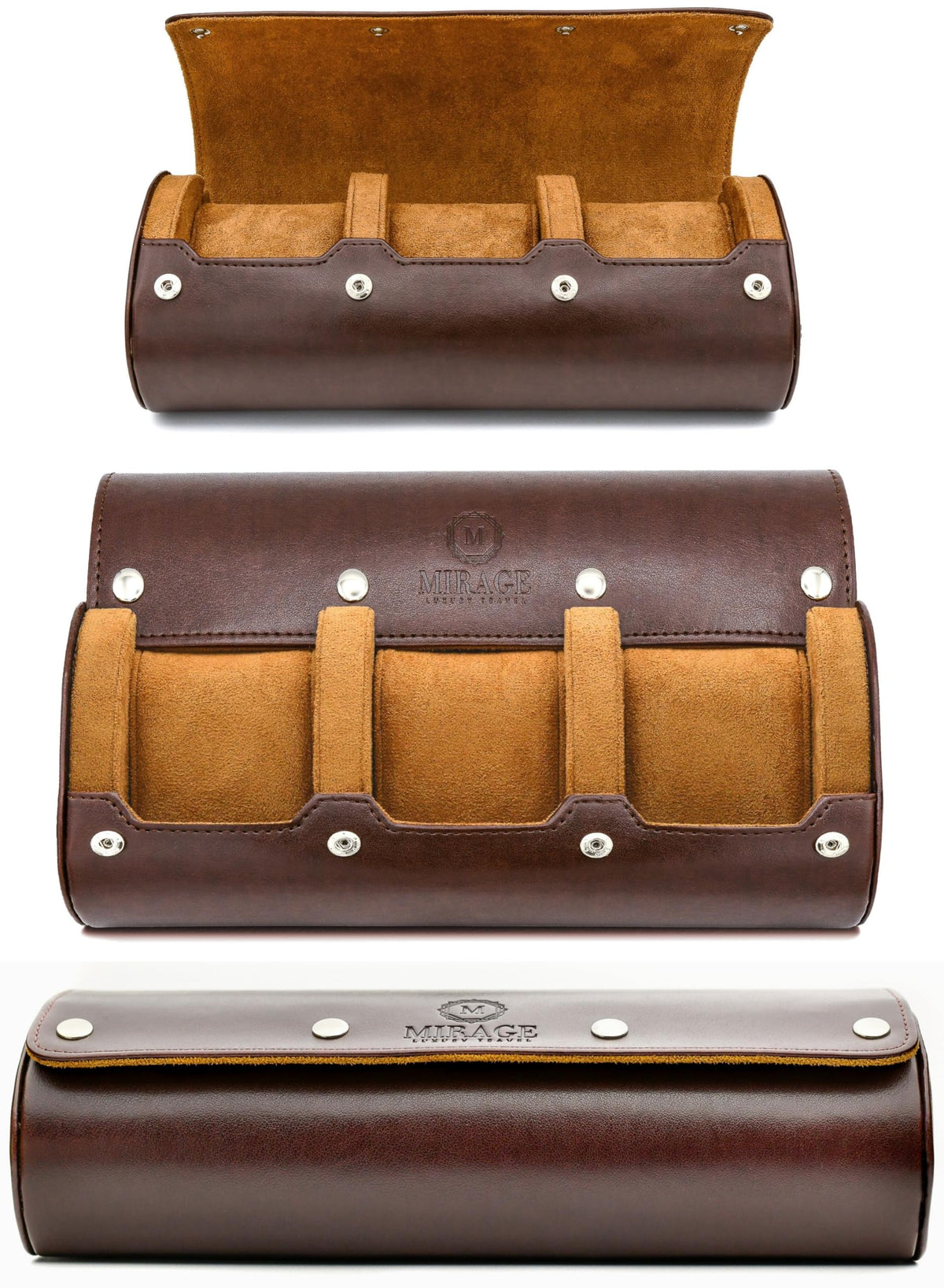 Watch Travel Case for Men Watch Roll for Travel Organizer and Display Watch Case - Swiss Espresso Vegan Leather Watch Case
