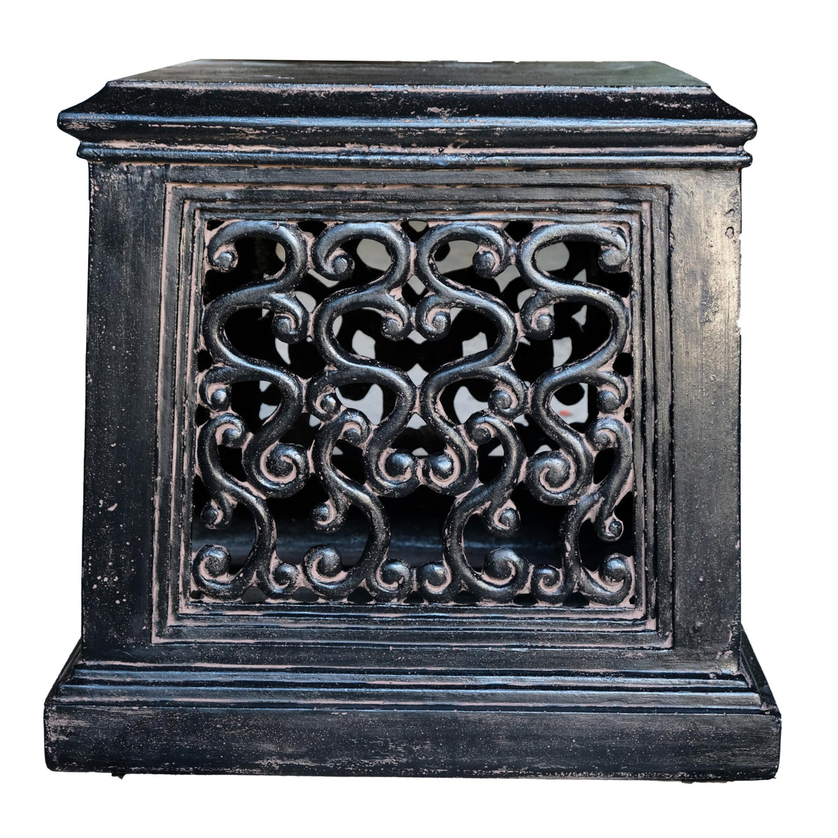 MPG Planters 26 in. Cast Stone Square Tapered Garden Pedestal in an Aged Charcoal finish