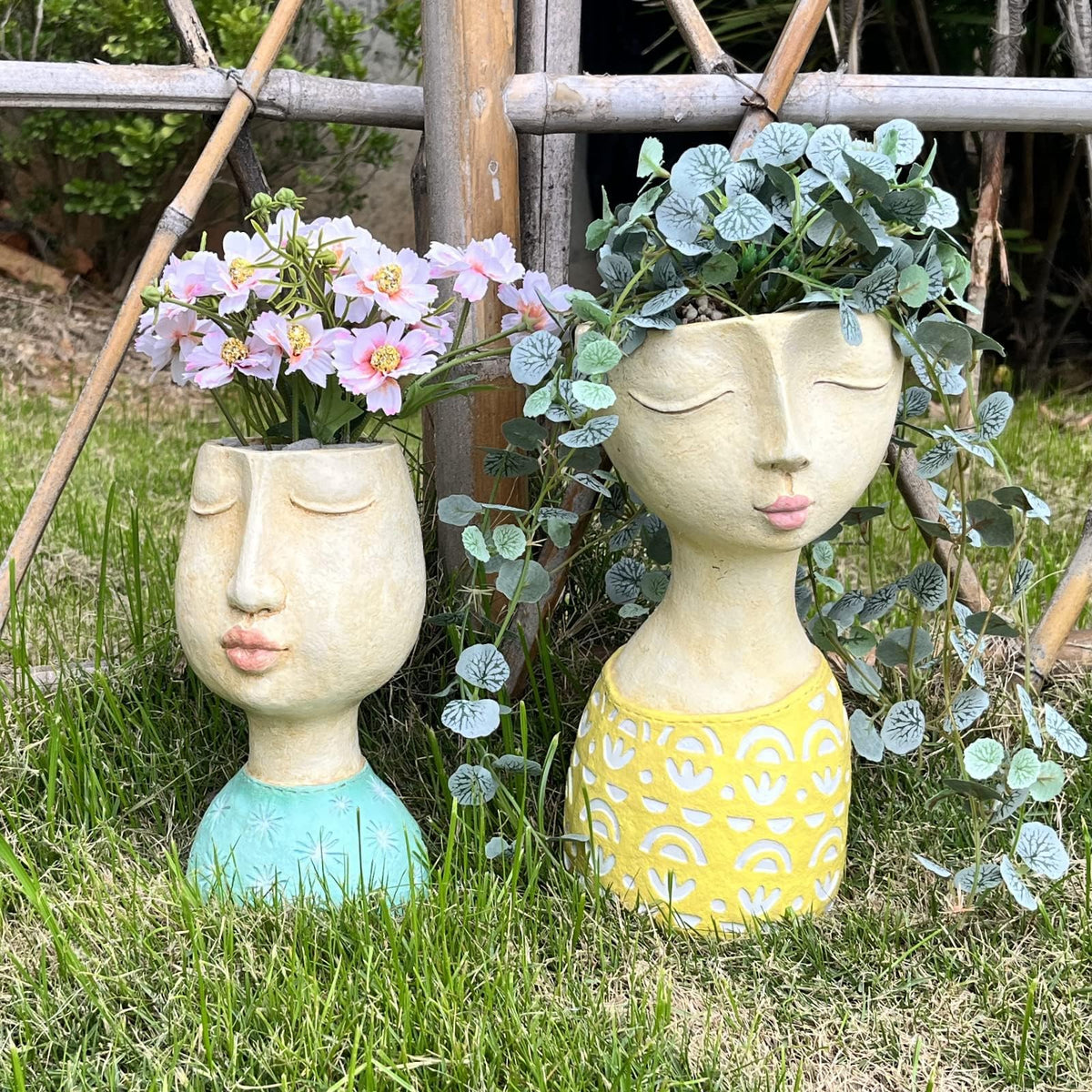 DiliComing Face Planter-Pots for Indoor Plants Cute Plant Pots Head Planter