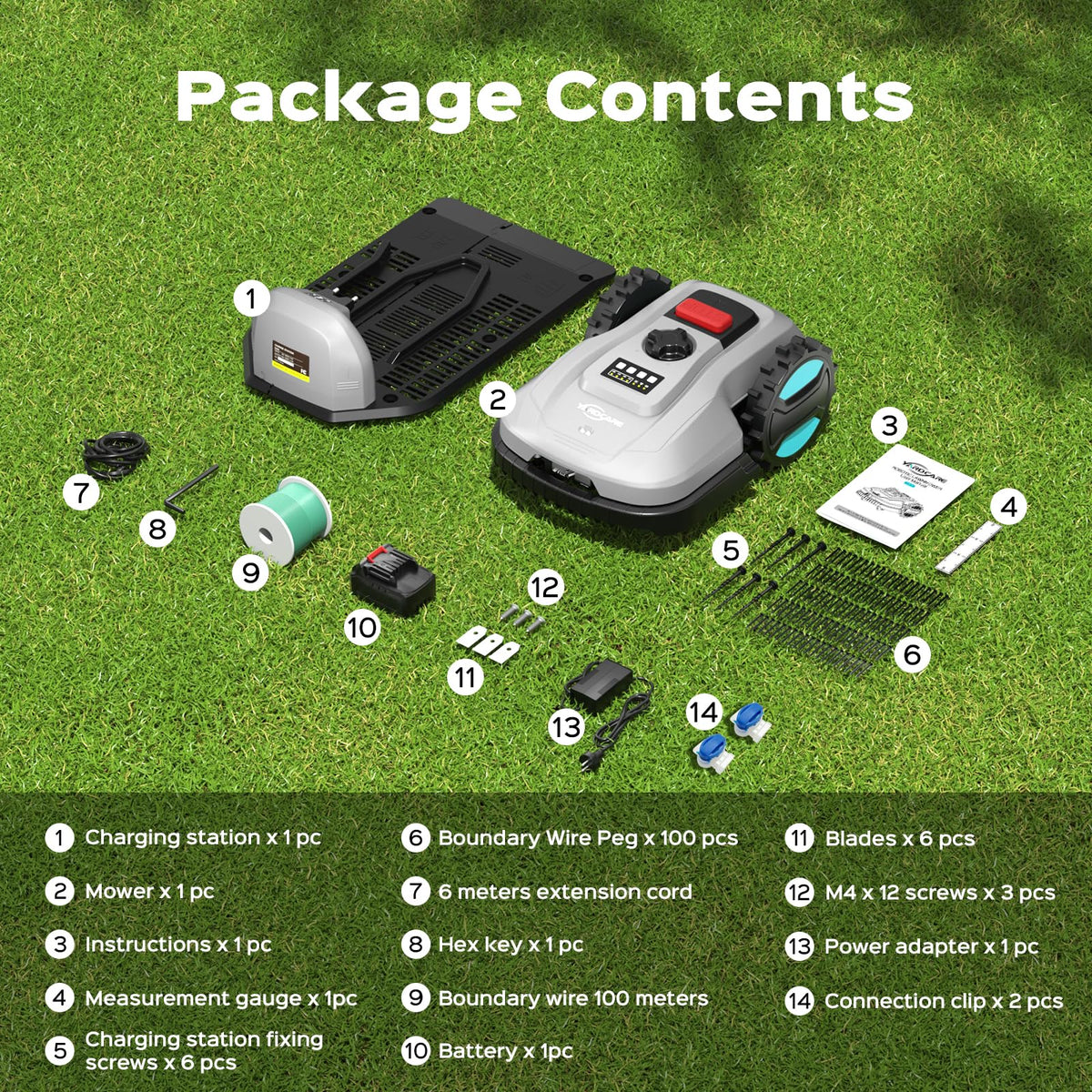 Robot Lawn Mower with App Control – Adjustable Cutting Height, Auto-Charging, Obstacle Detection & Smart Scheduling – Ideal for Lawns up to 1/8 Acre