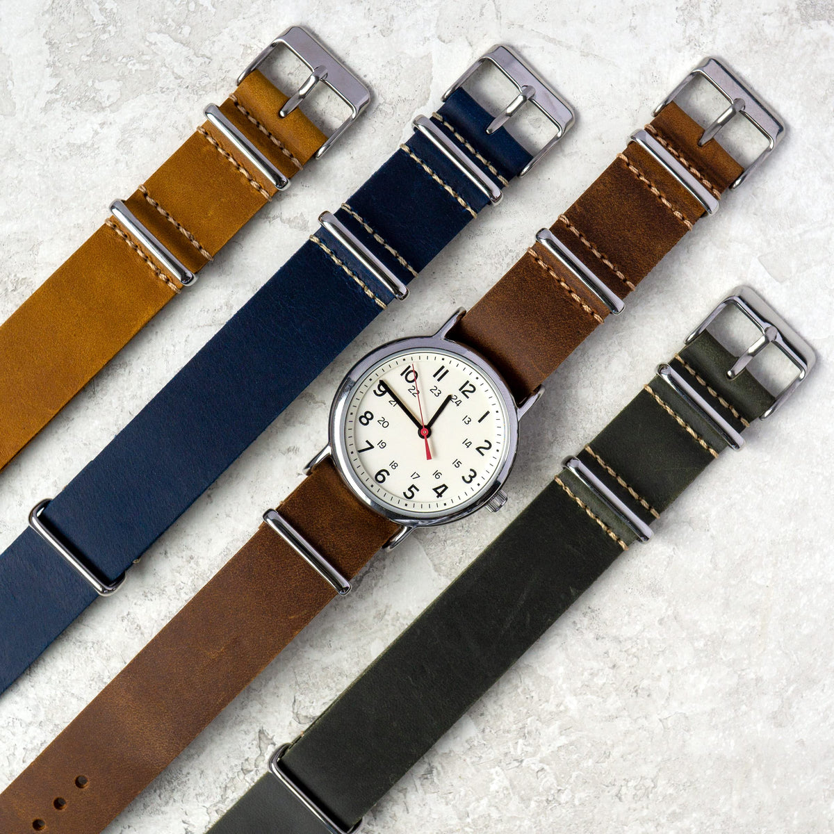Benchmark Basics Leather Watch Band - Crazy Horse Oiled Leather One-Piece Watch Straps for Men & Women - 24mm, Dark Brown