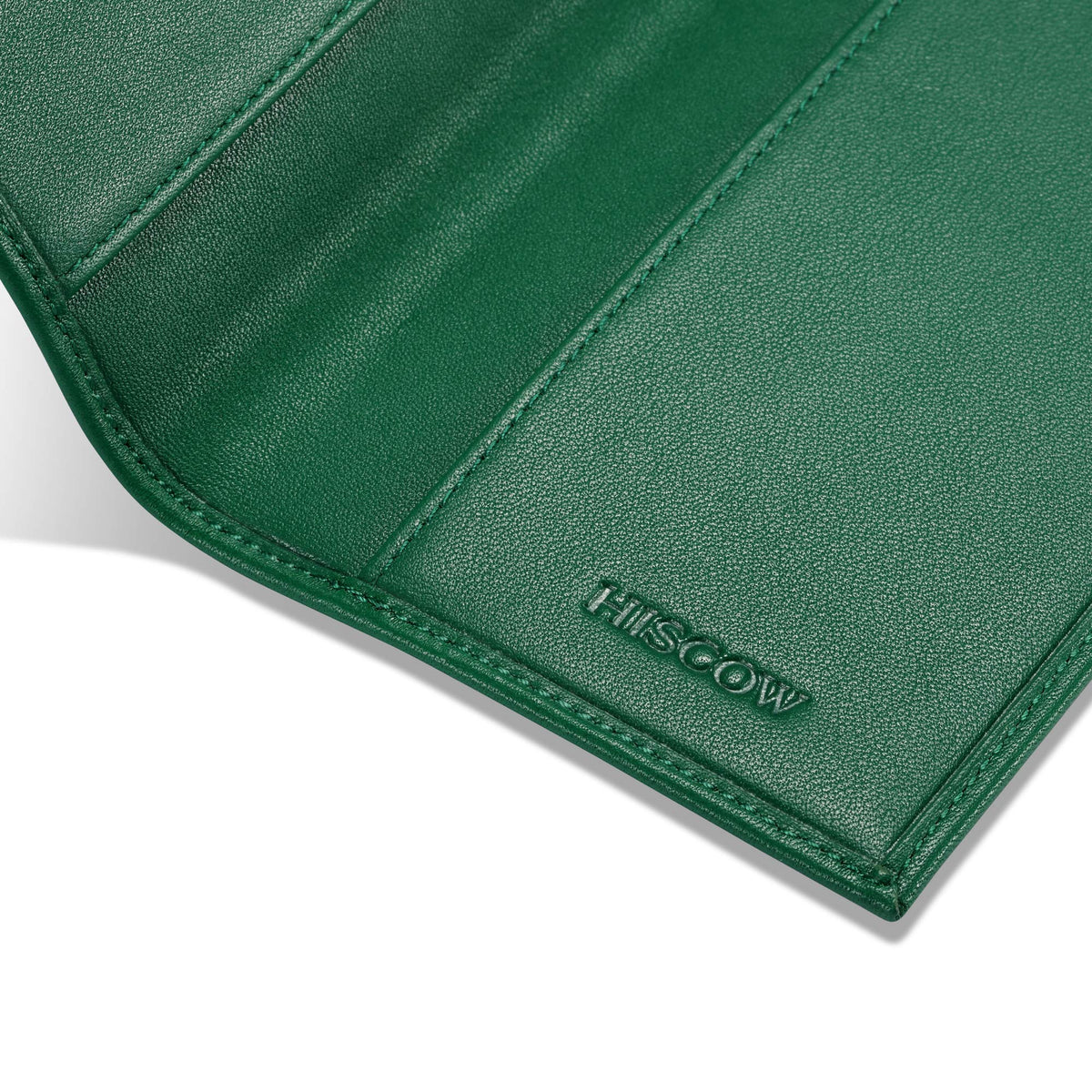 HISCOW Minimalist Checkbook Cover - Full Grain Leather (Premium Green)