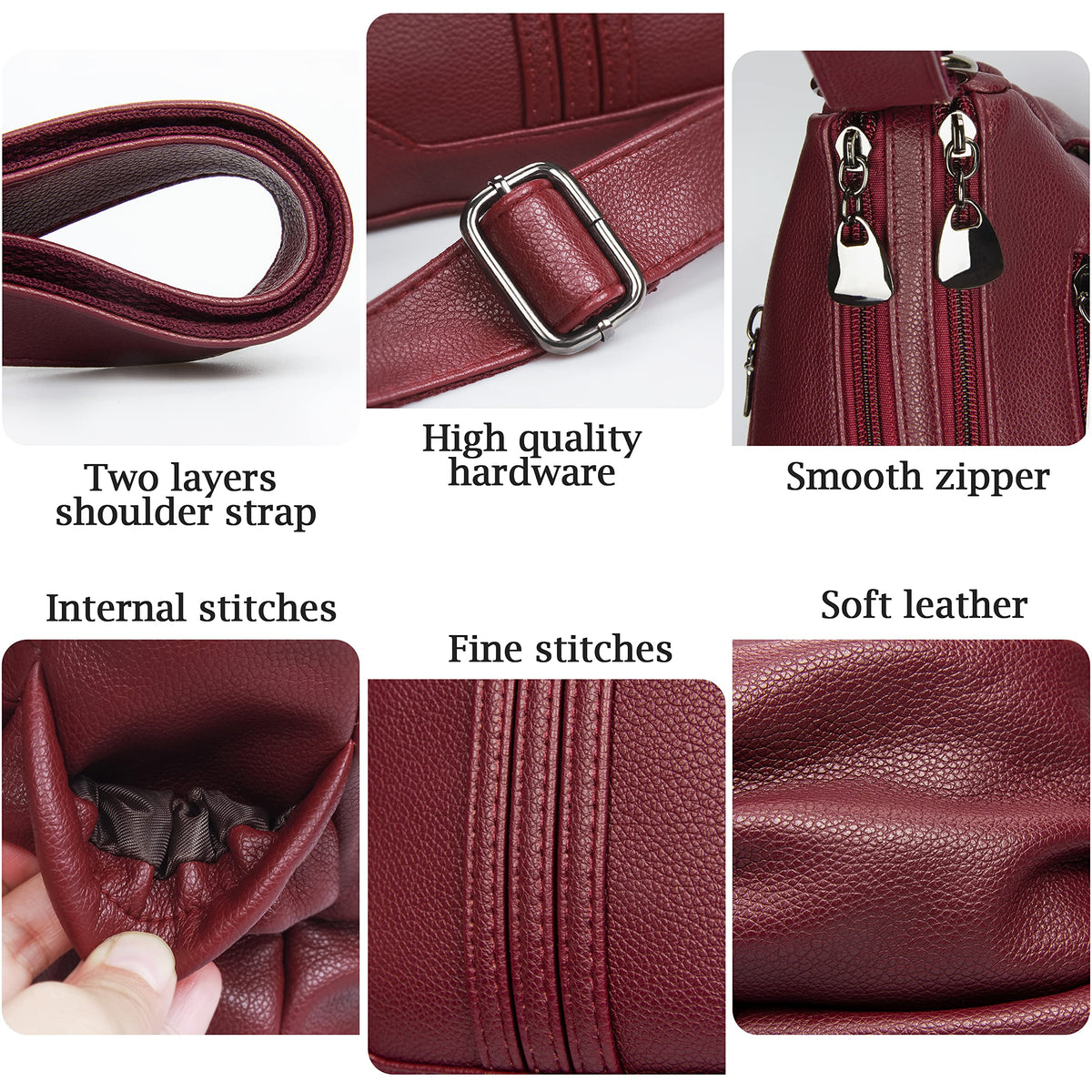 Women Soft PU Leather Shoulder Handbag Multi Pocket Crossbody Bag Ladies Medium Roomy Purses Fashion Tote Top Handle Satchel(Red)