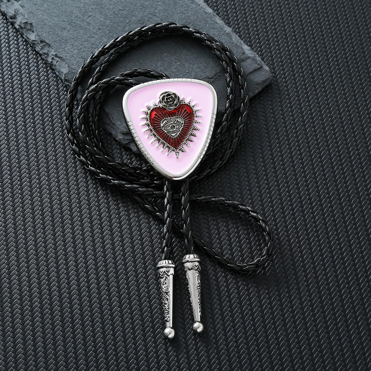 GelConnie Pink Bolo Tie for Women Native American Heart Goth Bolo Tie for Men Cowgirl Necklace Western Bolos Necktie