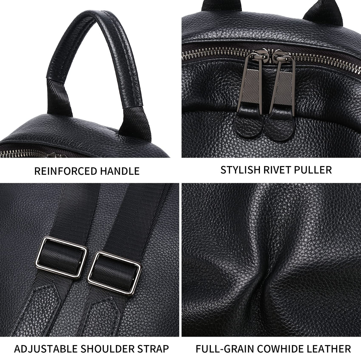 Wesccimo Genuine Leather Backpack Purse For Women Black Quilted Real Soft Leather Fashion Designer Convertible Ladies Shoulder Bag