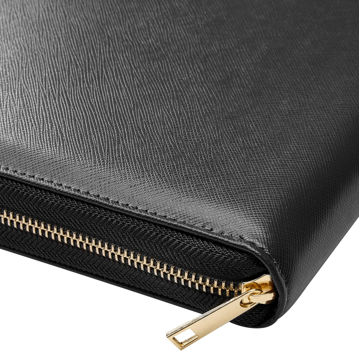 Gallaway Leather Genuine Leather Zippered Portfolio Organizer, Executive Business Binder Padfolio for Men and Women, Holder for Notebook Planner,Resume,Documents,Cards and iPad (Black)