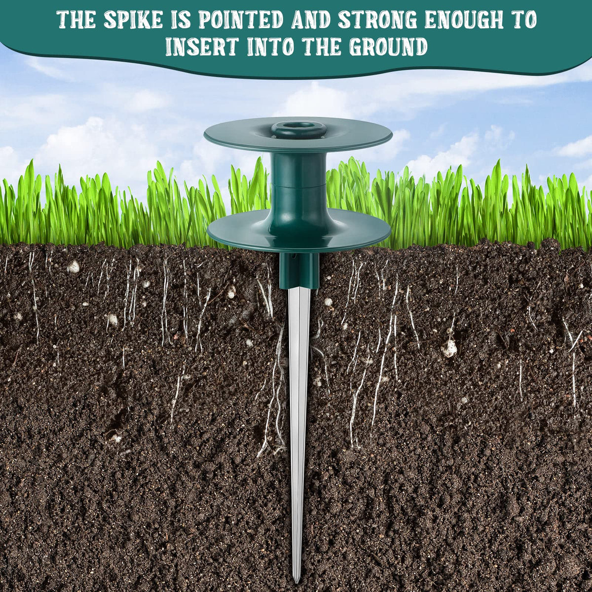 Chumia 10 Inch Garden Hose Guide Spike, Zinc Coated Rustproof Heavy Duty Metal Stake, Sturdy Top, Keeps Garden Hose Out of Flower Beds, Hose Guard for Yard Plant Protection(6 Pieces,Dark Green)