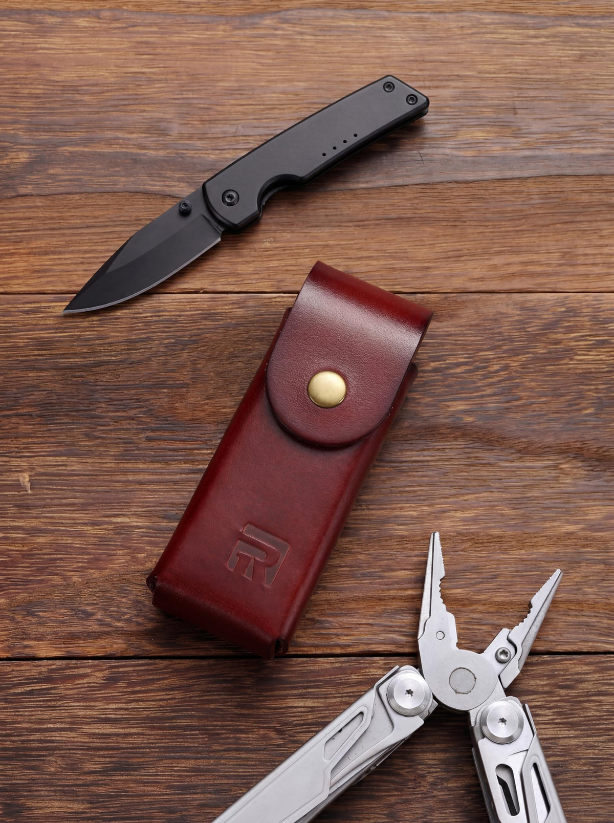 Leather Multitool Sheath Compatible with Leatherman Wave and Wave Plus Ultra Durable Full Grain Leather Tool Multi Tool Holster for Belt Solid Rivets - Belt Accessories for Men (BROWN, MEDIUM)