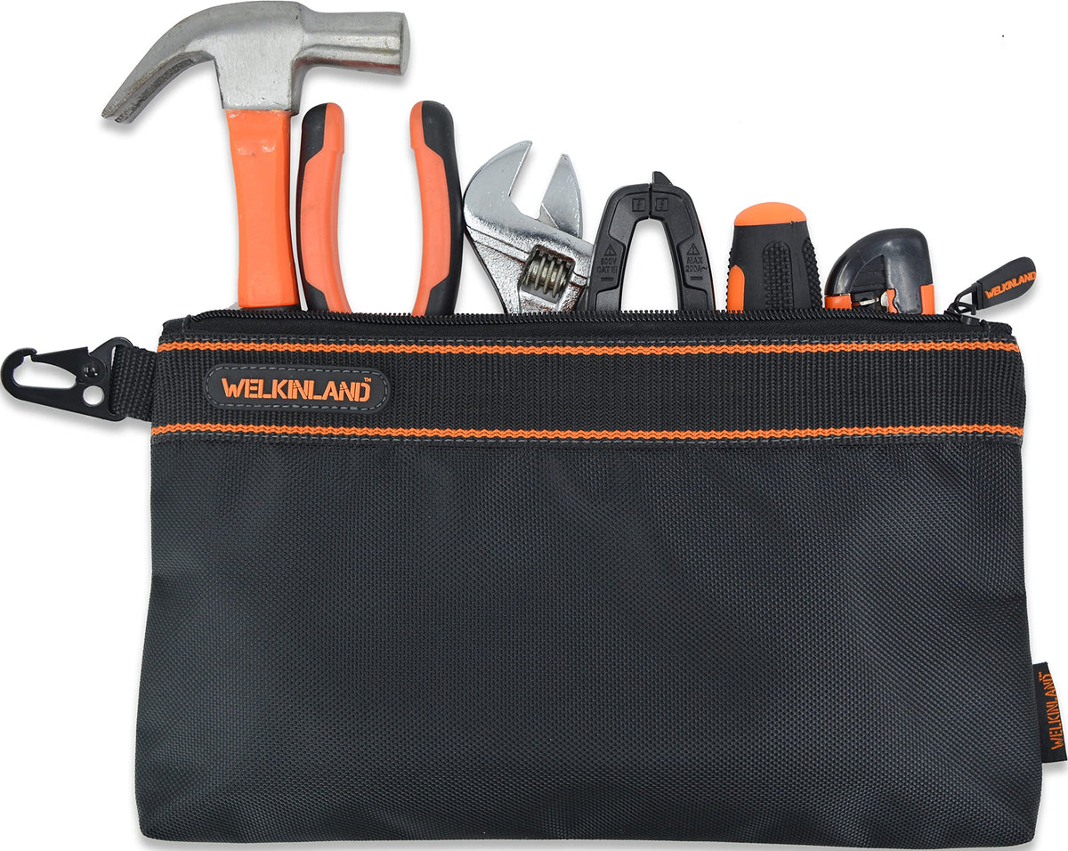 WELKINLAND 4-Packs Small tool pouch, Heavy-Duty Tool pouches, Electrician tools pouch bag, Tools pouches w/clip, Small Zippered tool bag