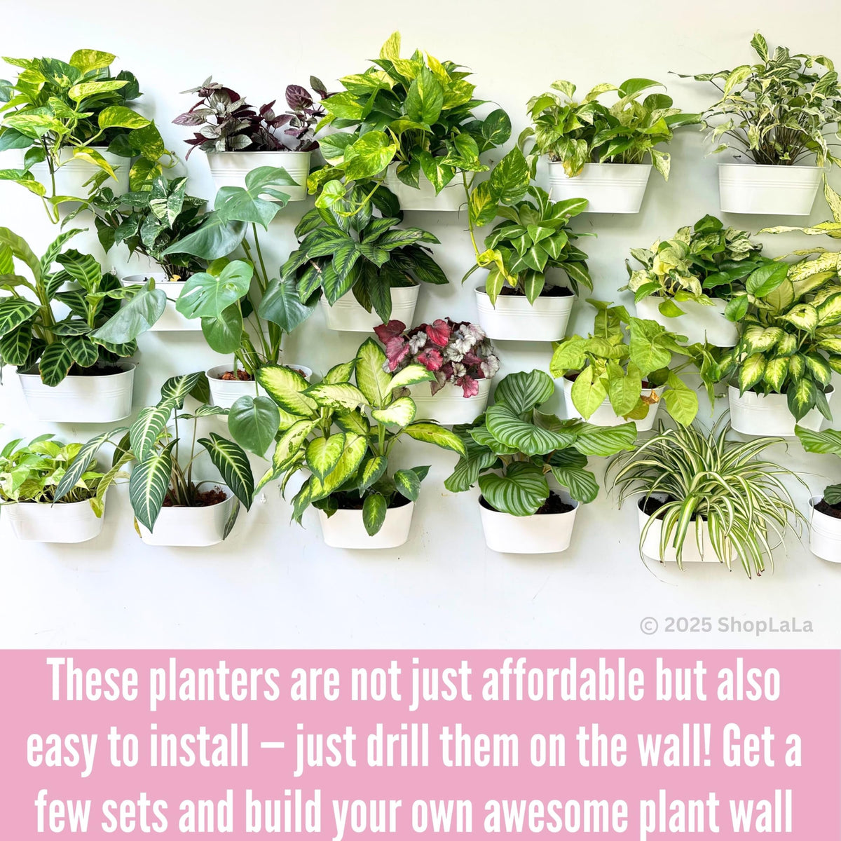 LaLaGreen Planter Boxes Outdoor (15 Pack, 11.8 Inch) White Metal Iron Hanging Flower Pots Deck Railings Rails Fence Buckets Countryside Boho Style Wall Mount Window Box Plant Holder Hooks Porch Decor