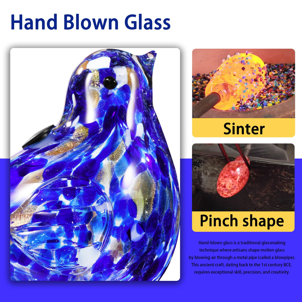 Naboher Glass Bird Shaped Plant Watering Ball Glass Automatic Watering Ball Flower Pot Insertion Spike Drip Irrigation Device Watering Ball Irrigation System Plant Enthusiast Gift (Dark Blue)