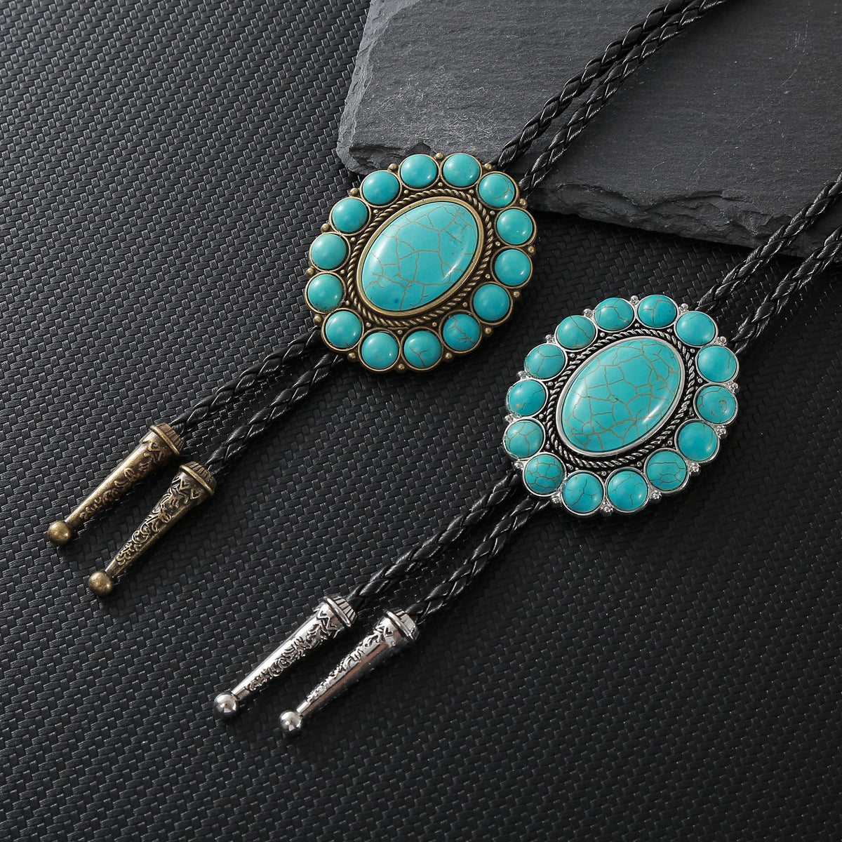 GelConnie Turquoise Bolo Tie for Men Womens Bolo Tie Cowboy Necktie Natural Stone Bolo Ties Necklace