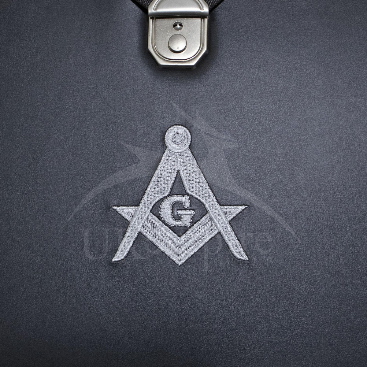 Masonic Apron Case Leather Master Mason (Machine Embroidered) Silver: MM, Provincial Size | Freemason Carrying Bags