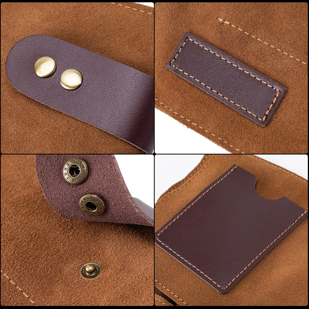 Hair Stylist Scissor Holder Pouch Cases for Hairdressers, Real Leather Scissor Roll Up Bag, Salon Tools Organizer for Barber Hairdresser (V-001-Brown)