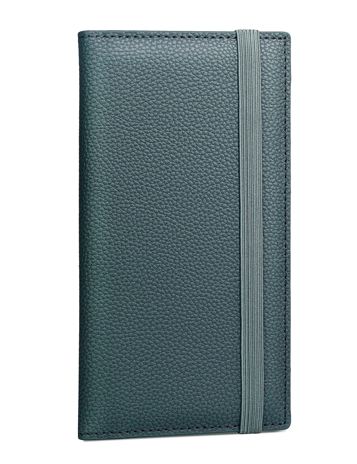 Yarnic Checkbook Cover for Personal Checkbook, Checkbook Holder with Pen Holder & Built-in Clear Plastic Divider for Duplicate Checks (Grey Green)